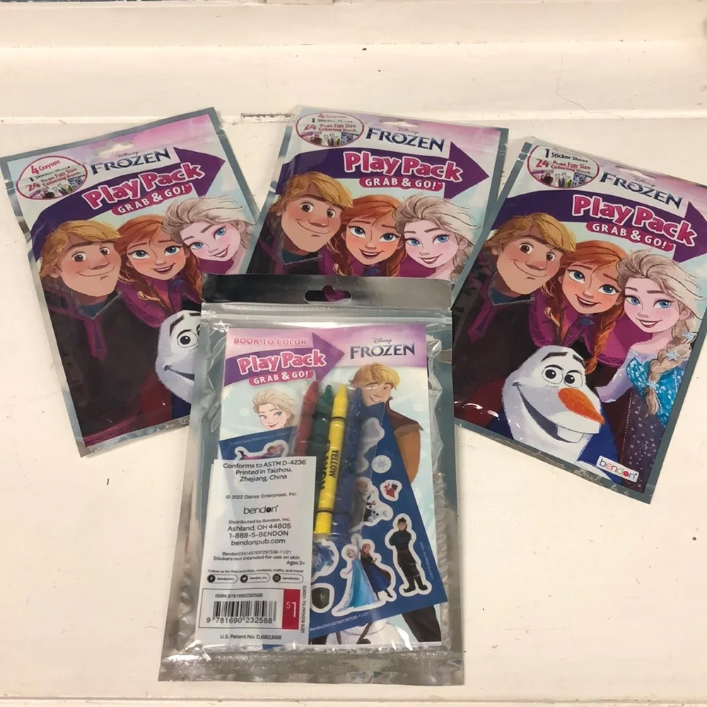 4 Disney Frozen Play Pack Grab Go stocking stuffer birthday party favors‎ bundle